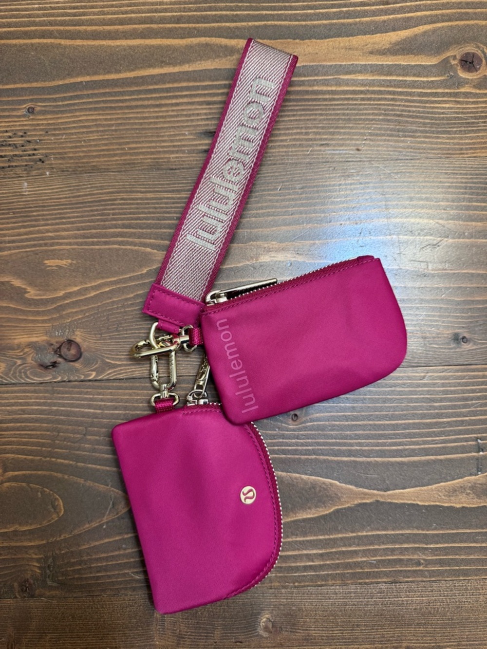 lululemon athletica Pink Double Pouch Wristlet Keychain